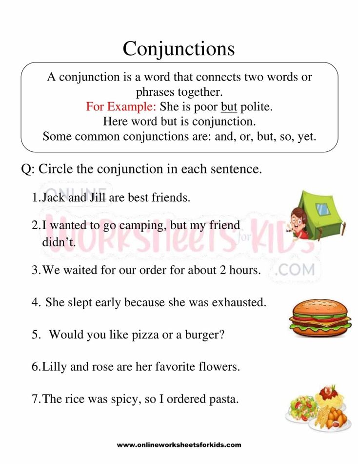 Conjunction Worksheets 1st Grade 1