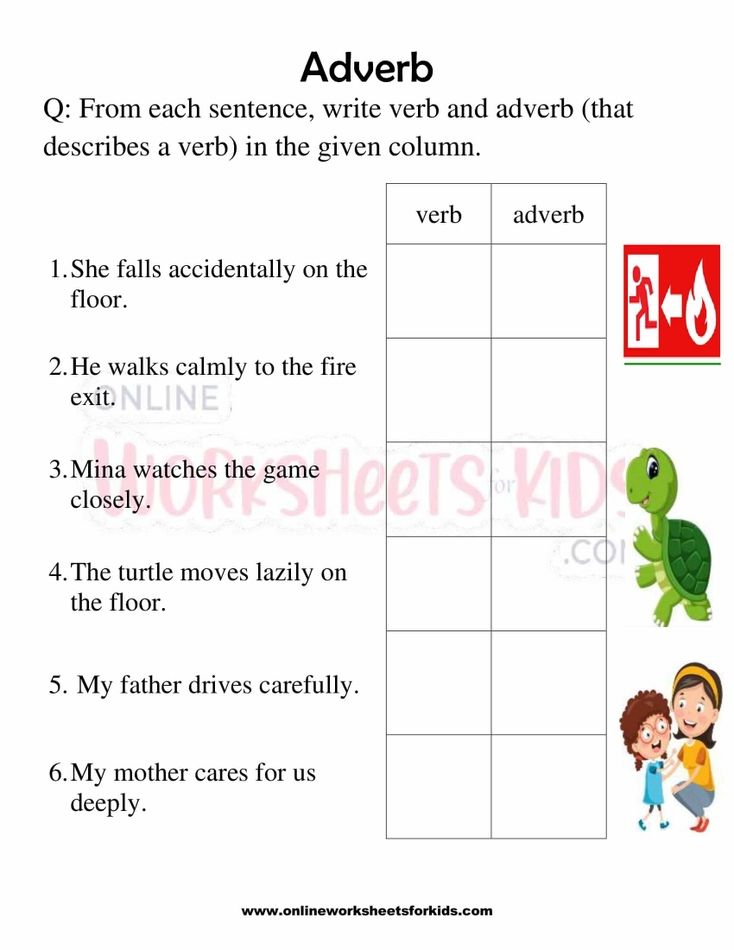 Adverb Worksheet For Grade 1-7