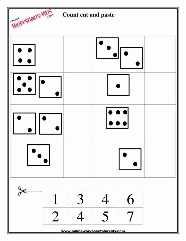 Dice Counting Numbers 1 till 10 Cut And Paste 2