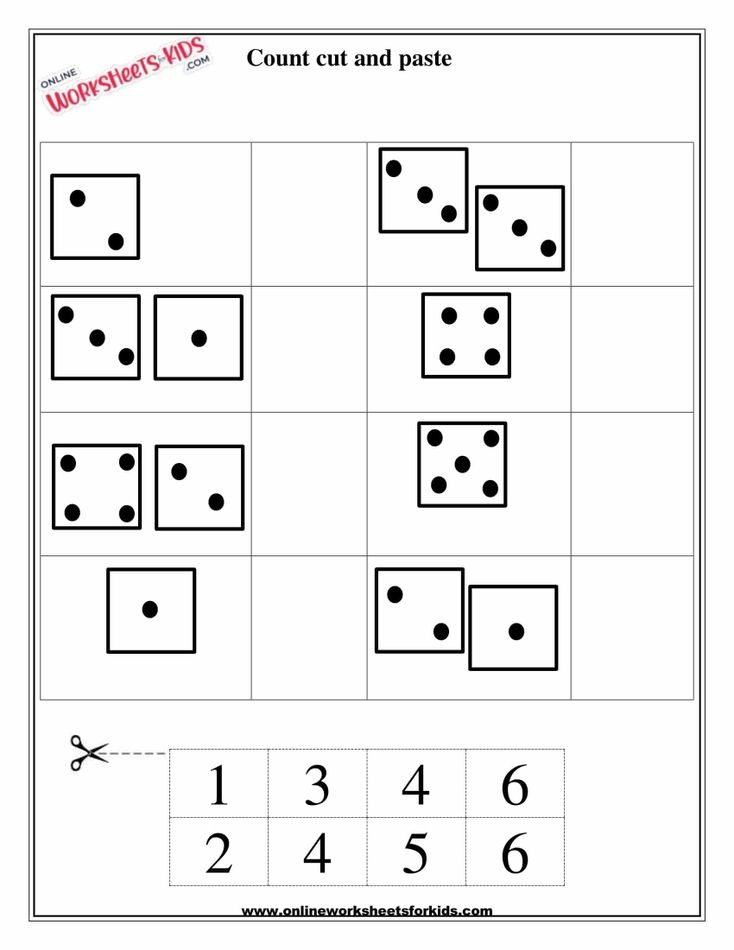 Dice Counting Numbers 1 till 10 Cut And Paste 5