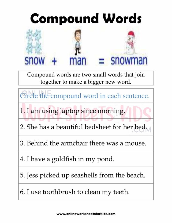 Compound Words Worksheets for grade 1-10