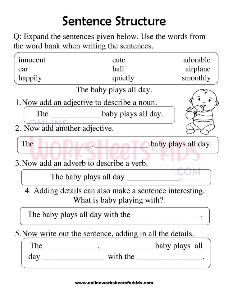 Sentence Structure Worksheets 1st Grade 10