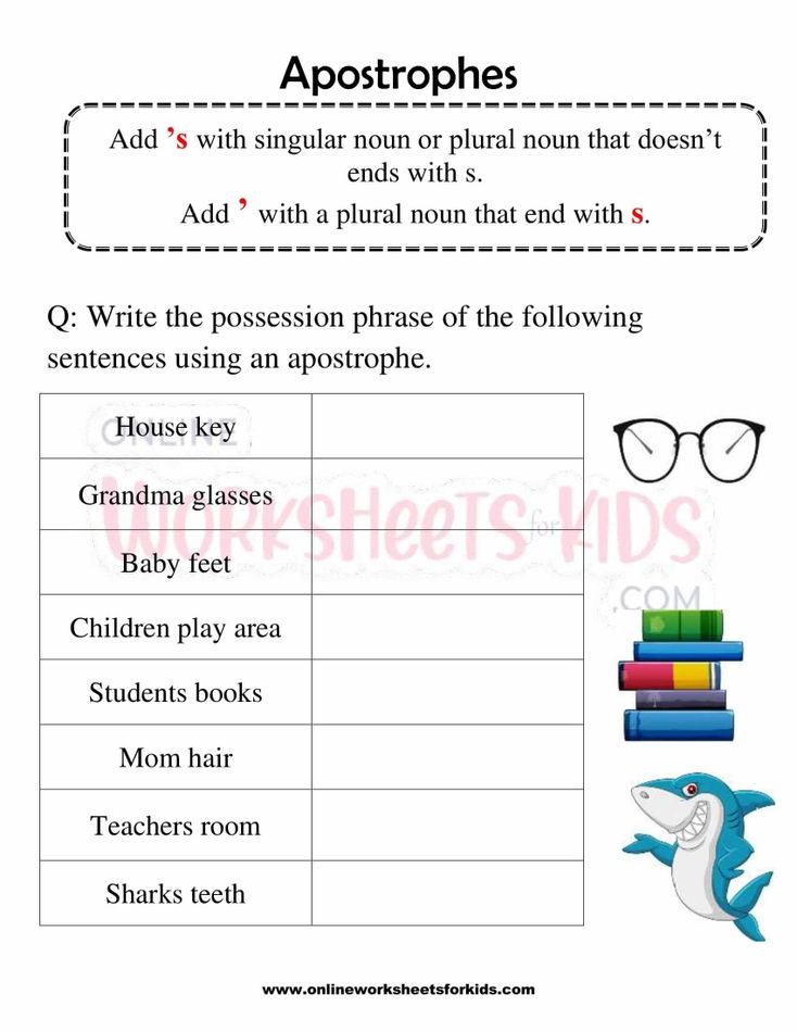 Apostrophe Worksheet For Grade 1-9