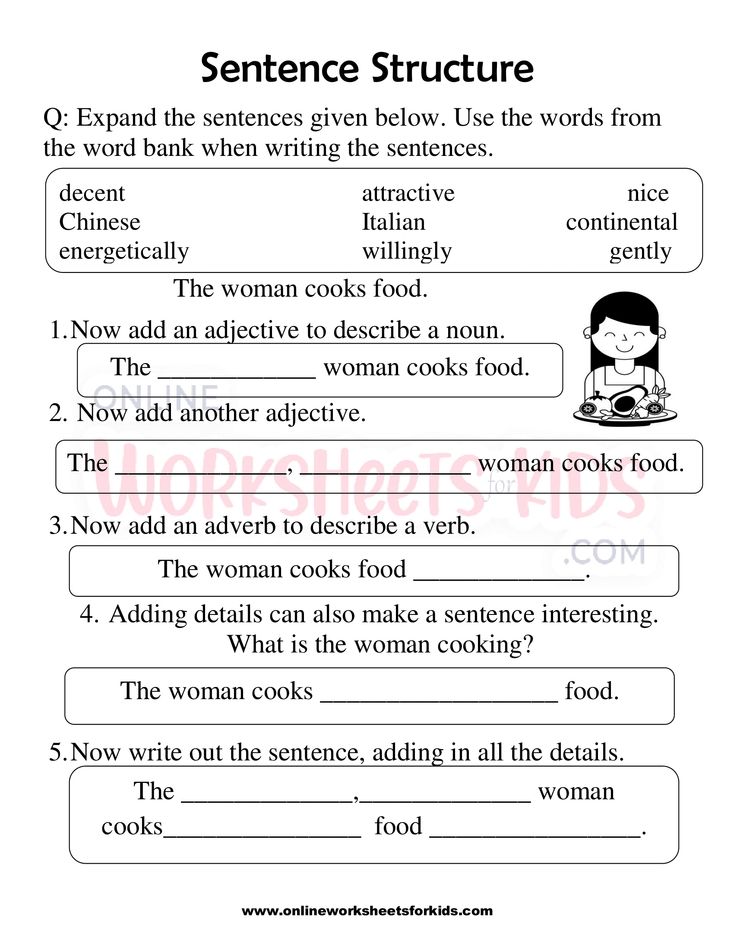 Sentence Structure Worksheets 1st Grade 8