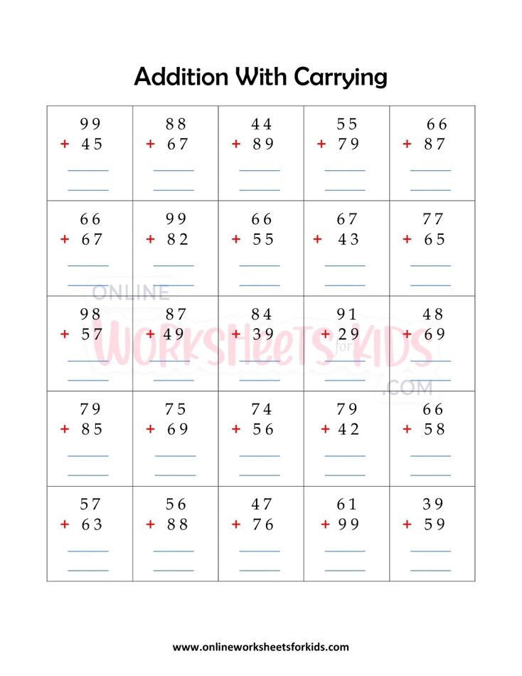 Addition With Carrying Worksheets 5