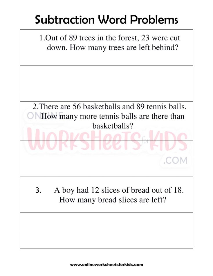 Subtraction Word Problems First Grade 2