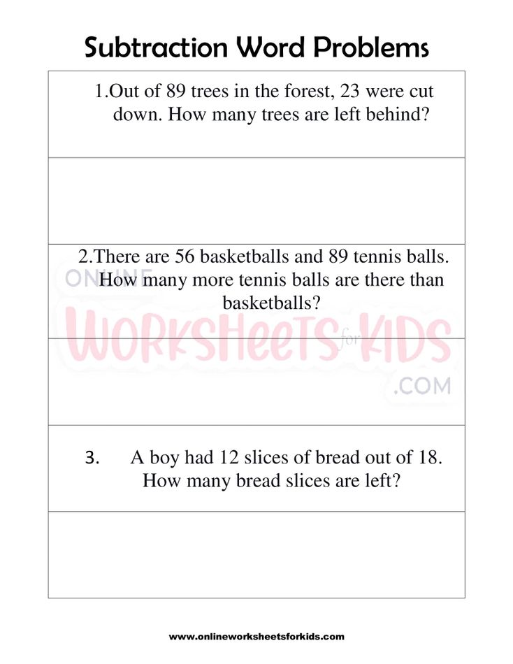 Subtraction Word Problems First Grade 2