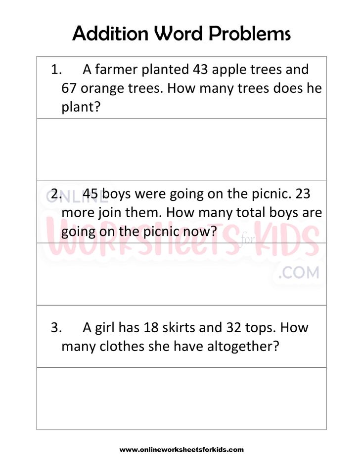 Addition Word Problems Worksheets Grade 1-8