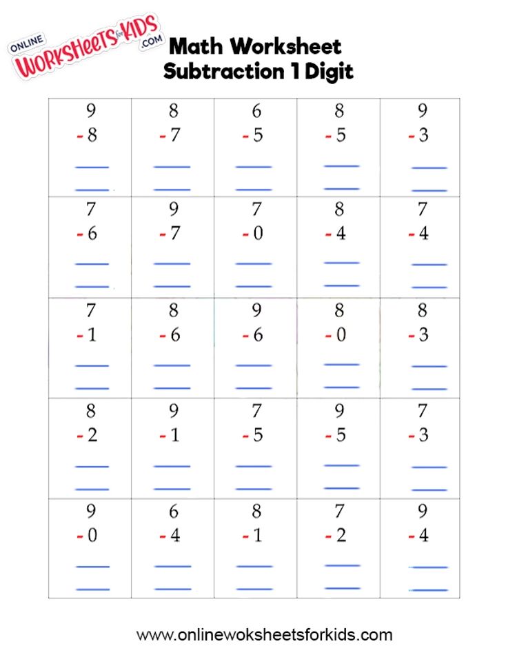 Subtraction Worksheet 2