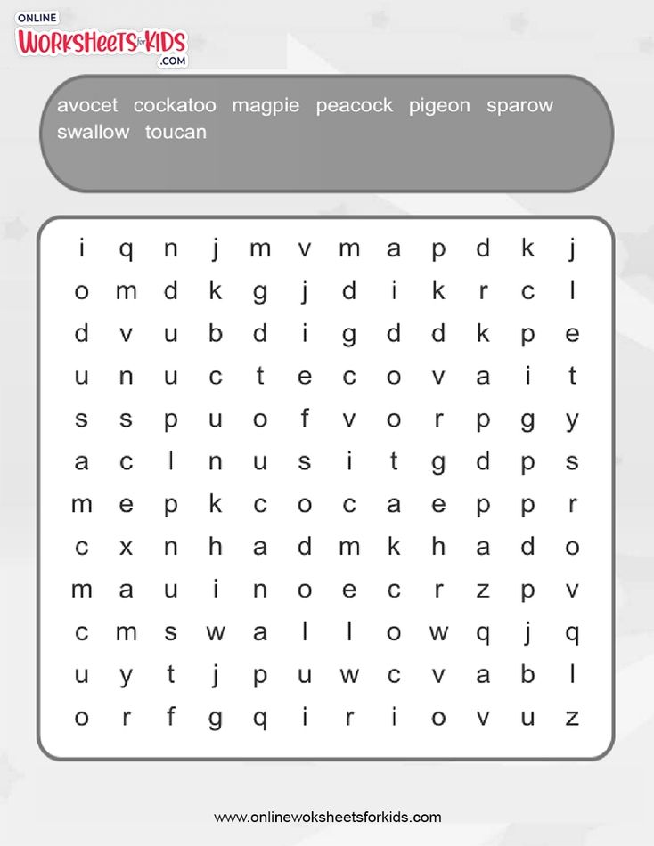 Birds Word Search (Advanced)