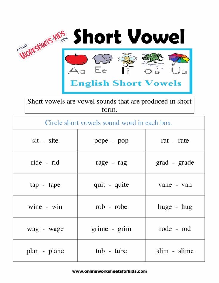 Short Vowel Worksheets 4