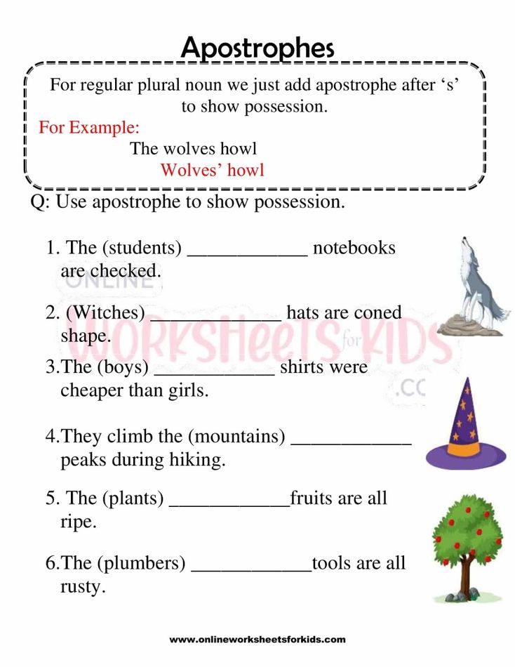 Apostrophe Worksheet For Grade 1-7