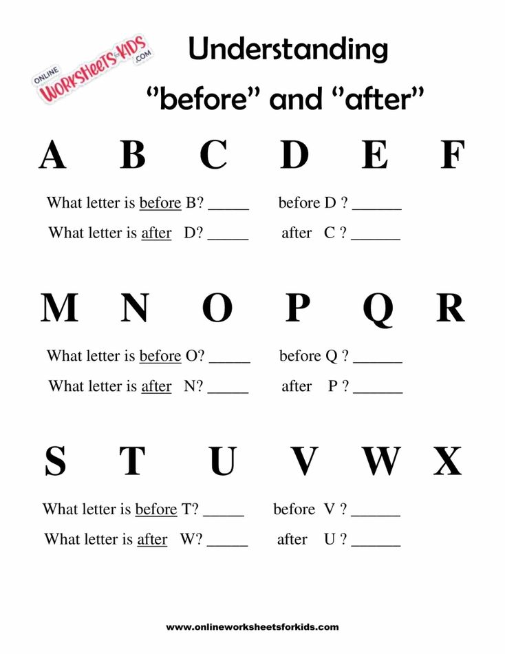 Before And After Worksheets 7