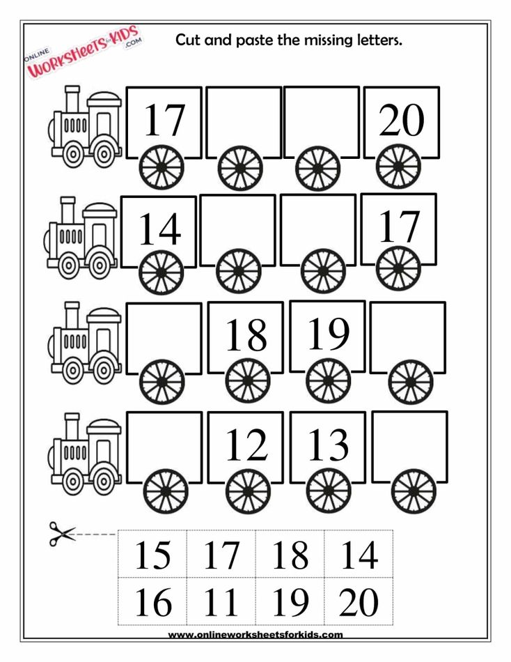 Missing Numbers 1 till 20 Cut And Paste 5