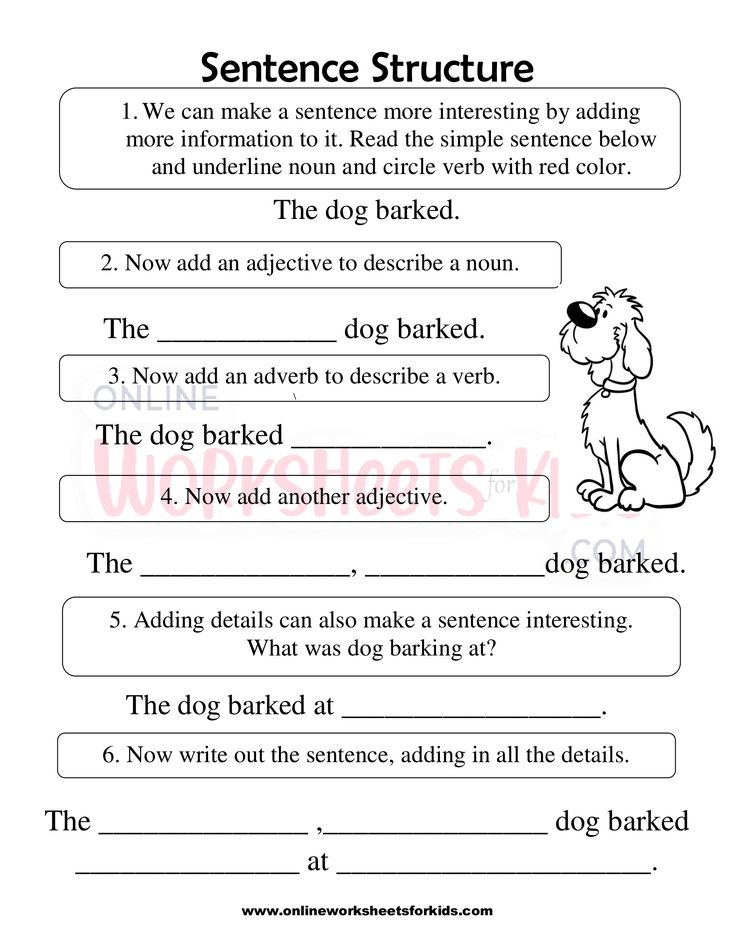 Sentence Structure Worksheets 1st Grade 1