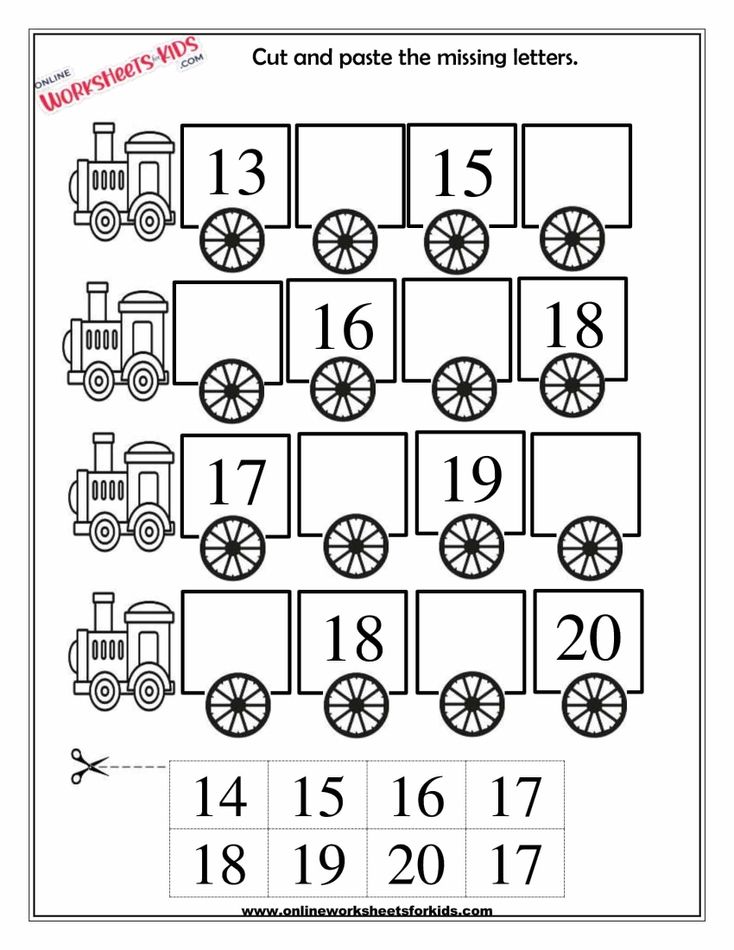 Missing Numbers 1 till 20 Cut And Paste 3
