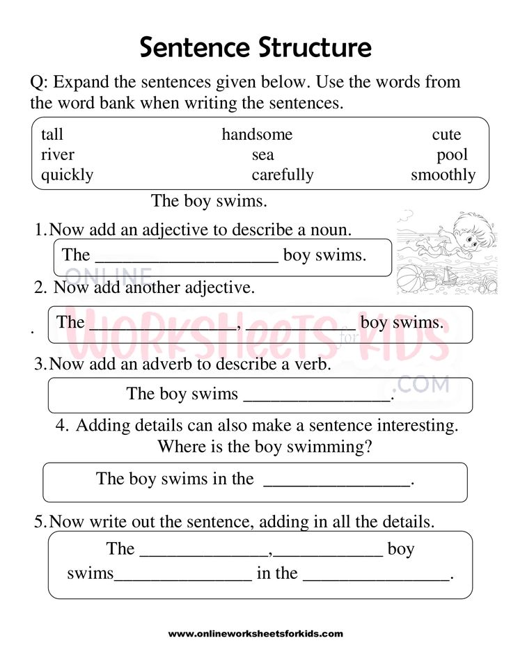 Sentence Structure Worksheets 1st Grade 3