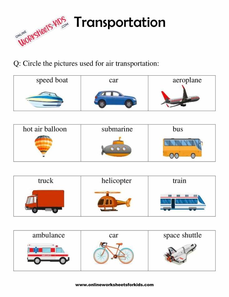 Transportation Worksheets For Grade 1-5