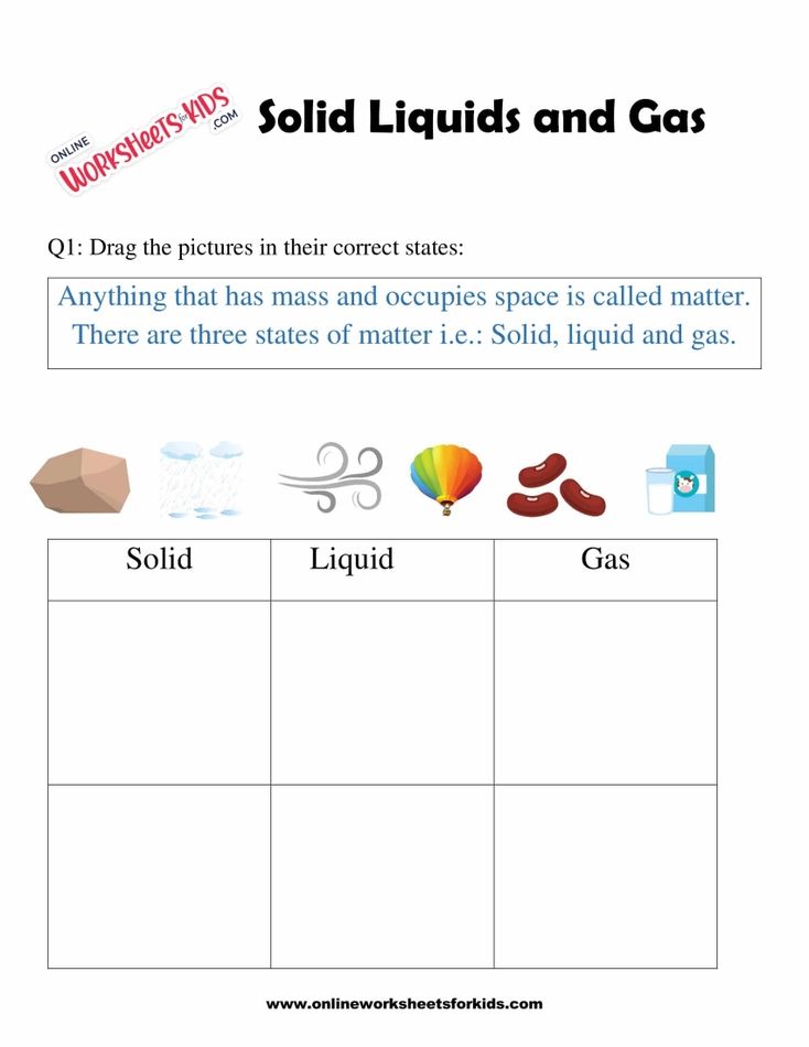 Solid Liquids and Gas Worksheet For Grade 1-1