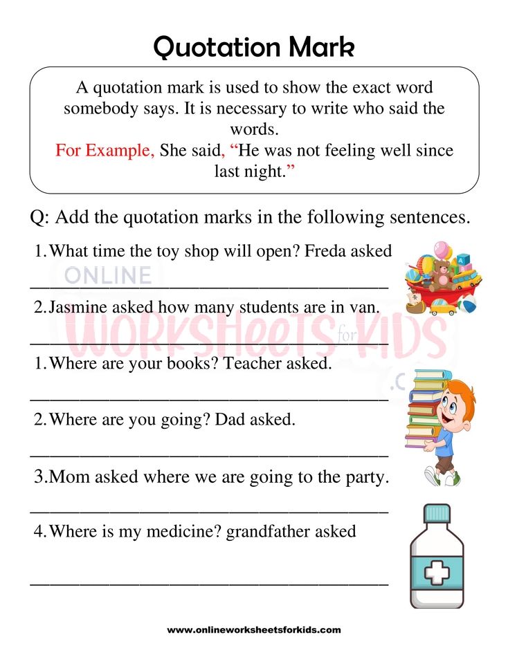 Quotation Marks Worksheets 1st grade 2