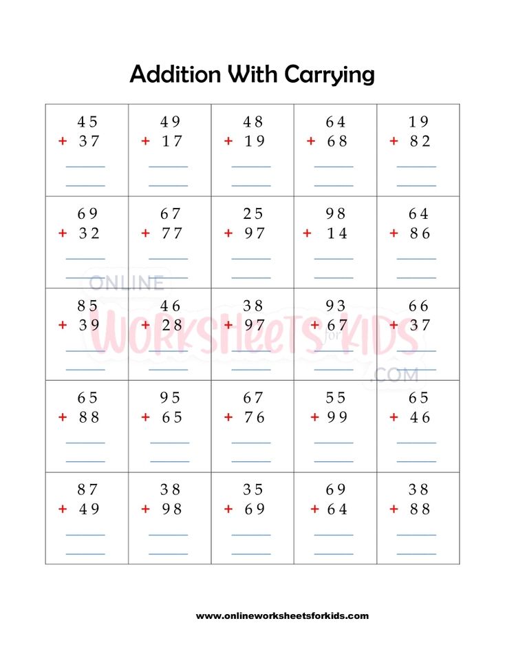 Addition With Carrying Worksheets 1