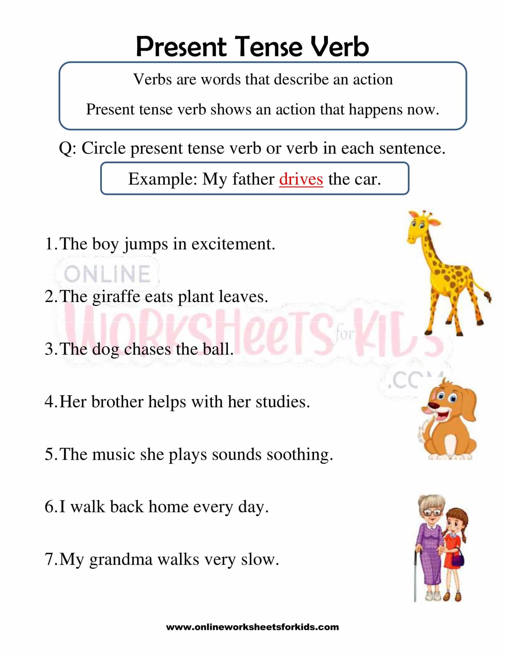 Present Tense Verbs Worksheet Grade 4