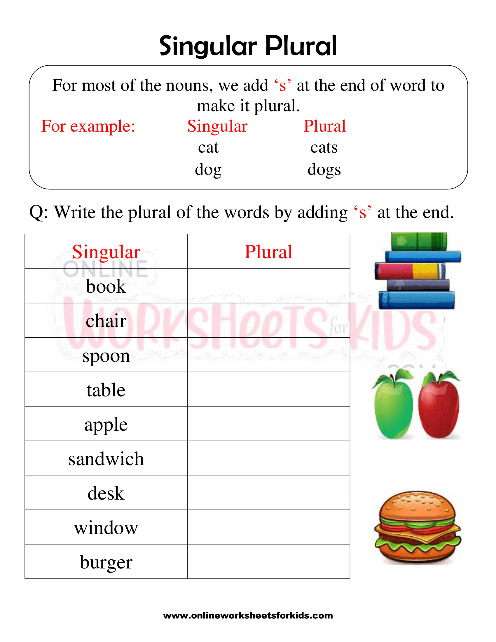 plurals worksheets 1st grade 1