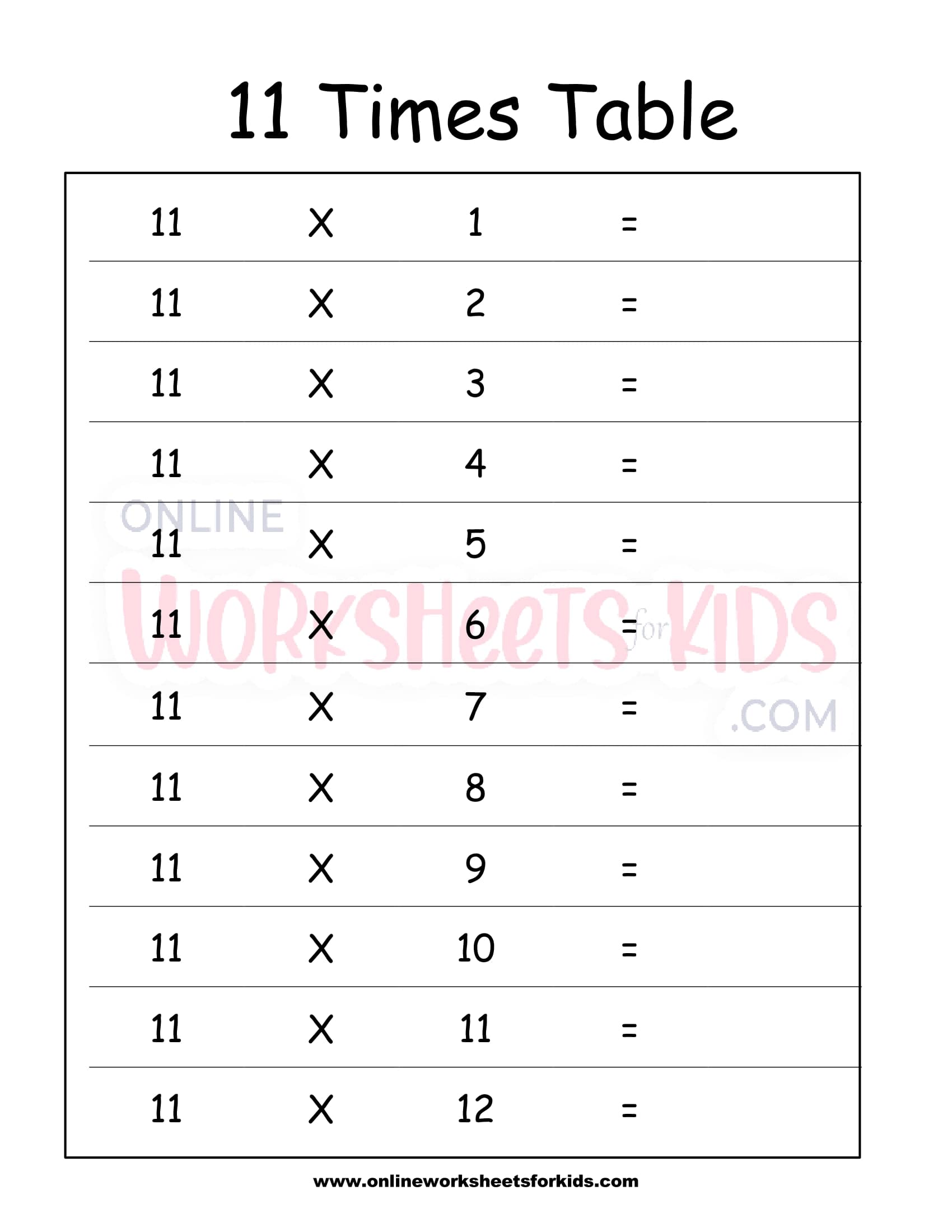 11 Times Table