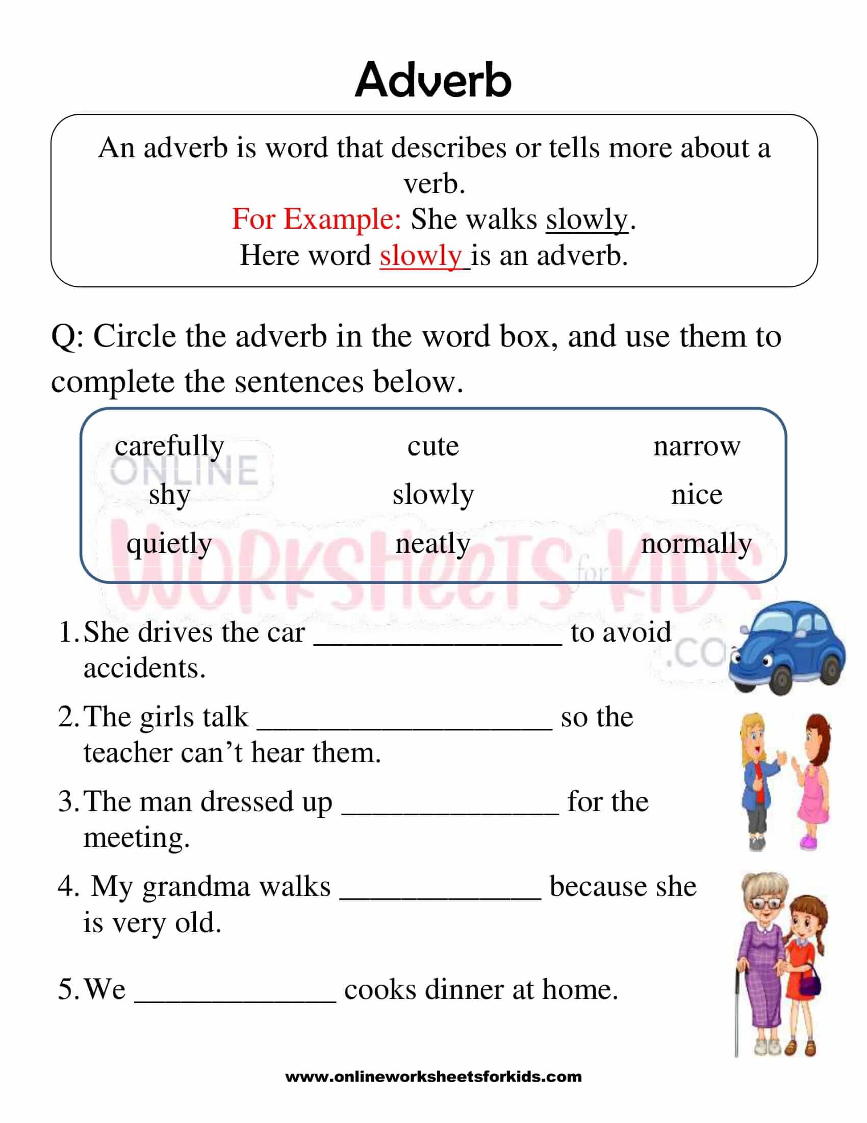 Adverb Worksheet For Grade 1 2