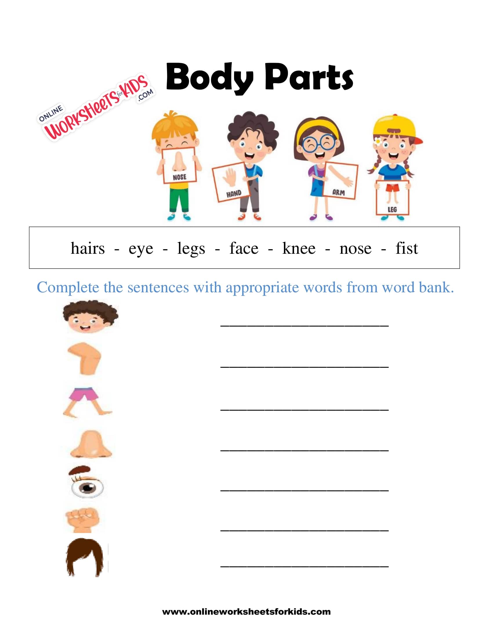 body parts worksheet 4