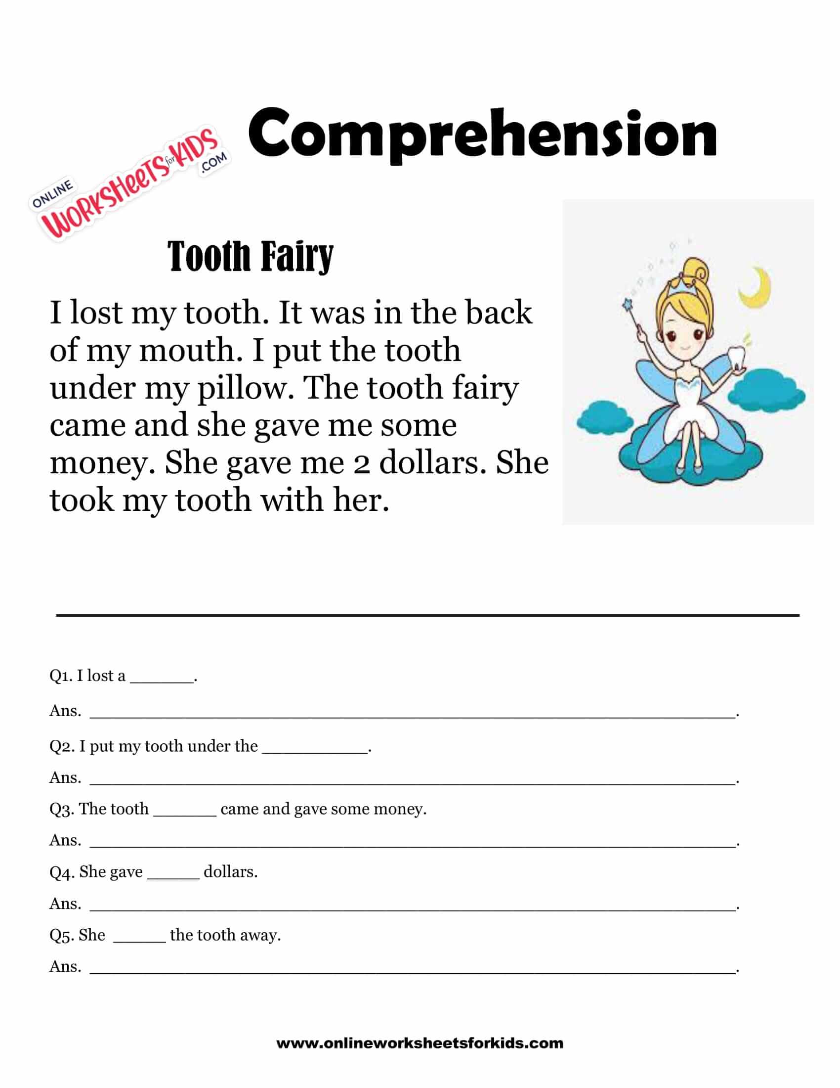 comprehension worksheets for grade 1 8