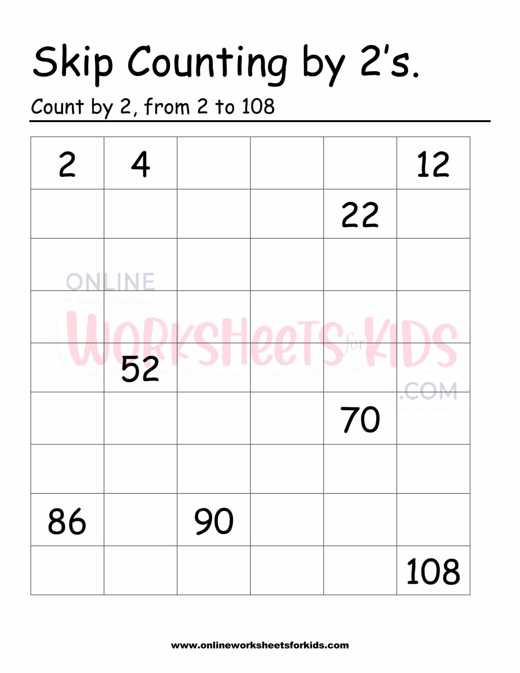 Skip Counting Worksheets 3