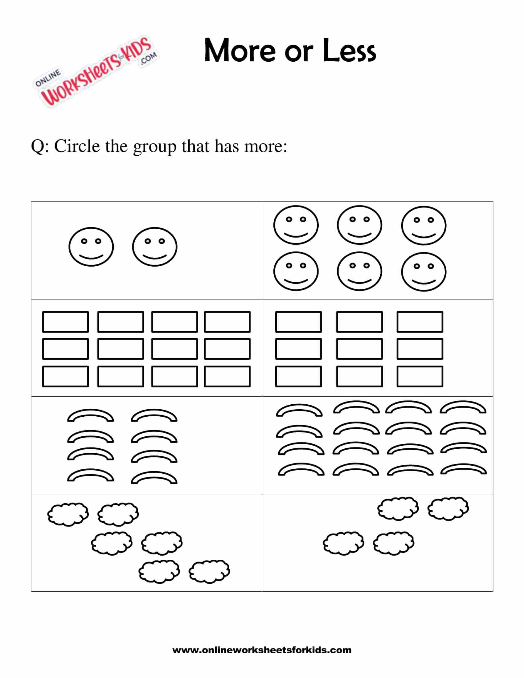 download free more or less worksheets