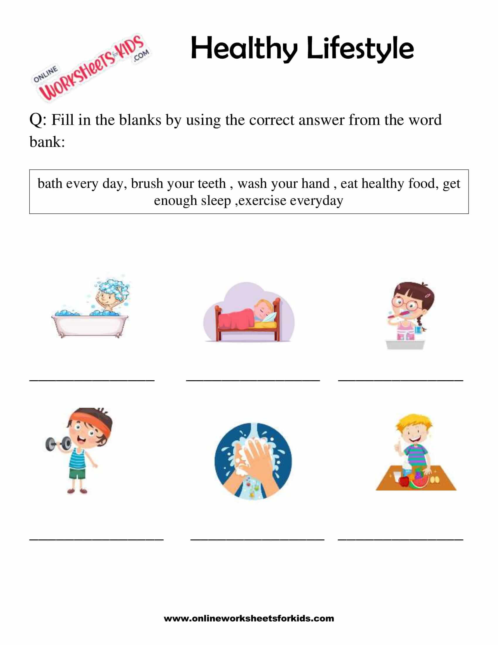 free healthy lifestyle worksheets for grade 1