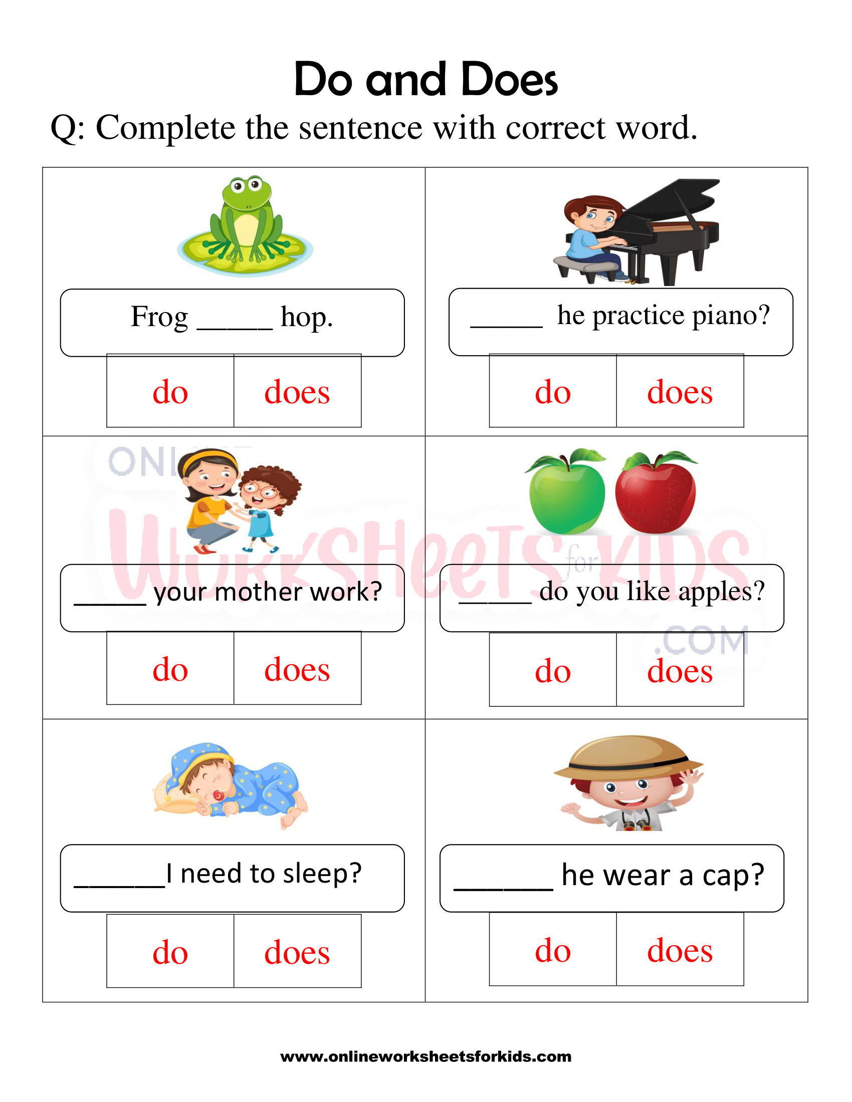 Do And Does Worksheets For Grade 1 8 8973