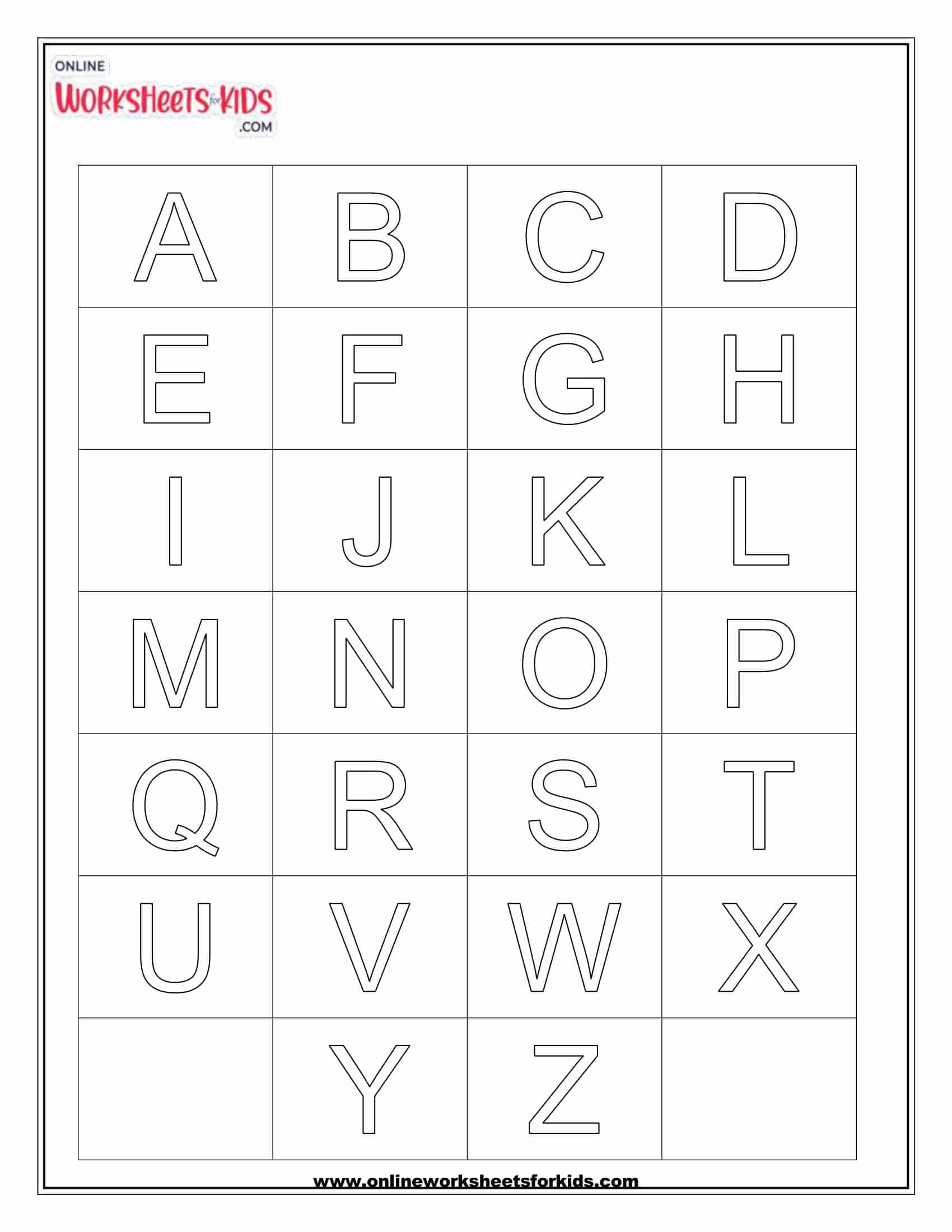 Printable Alphabet Chart No Pictures - Free Printable Charts