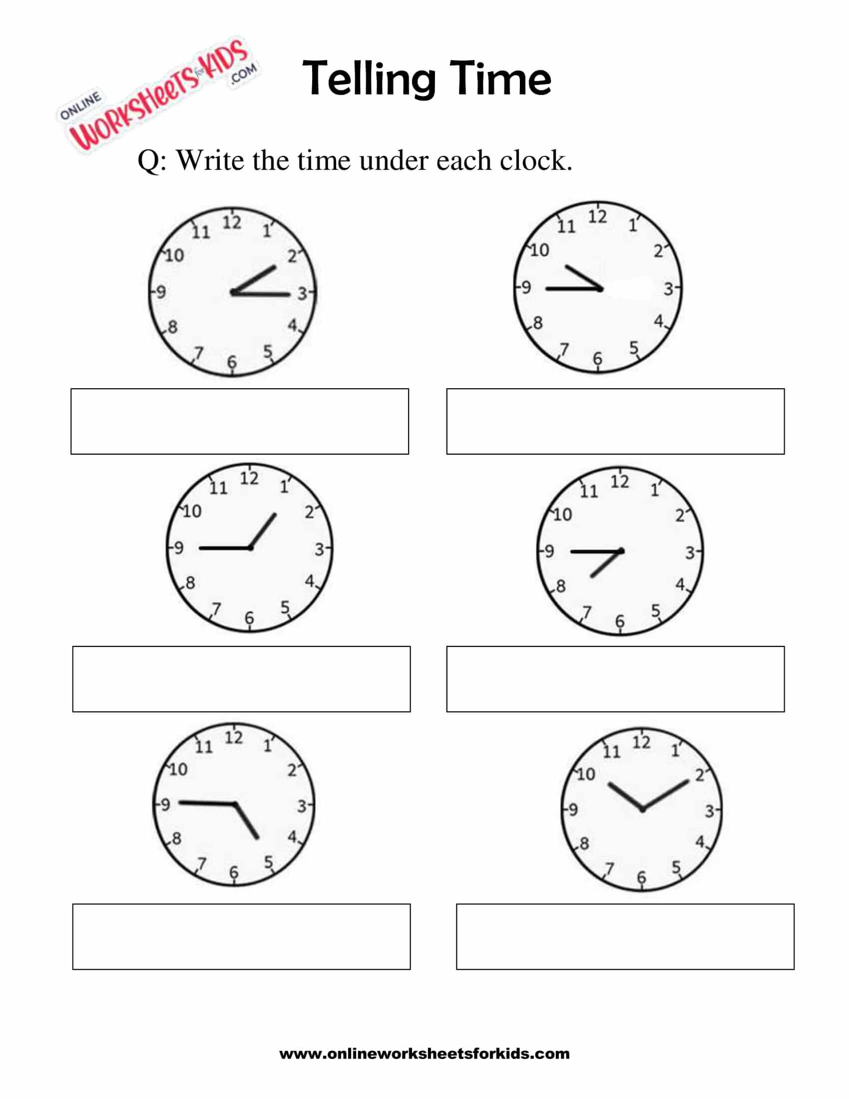 Telling Time Worksheets Grade 1 8