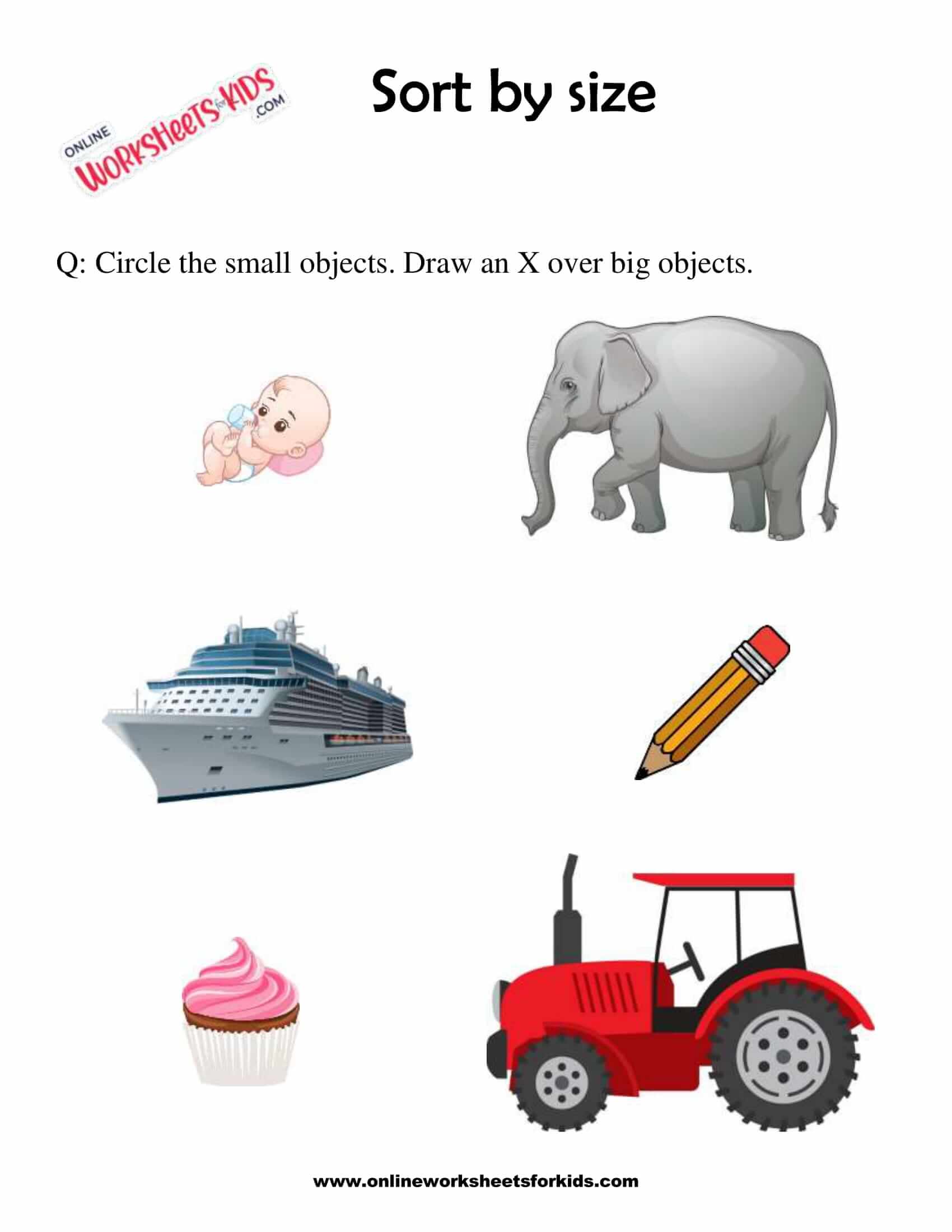 Big and small online worksheet for Preschool