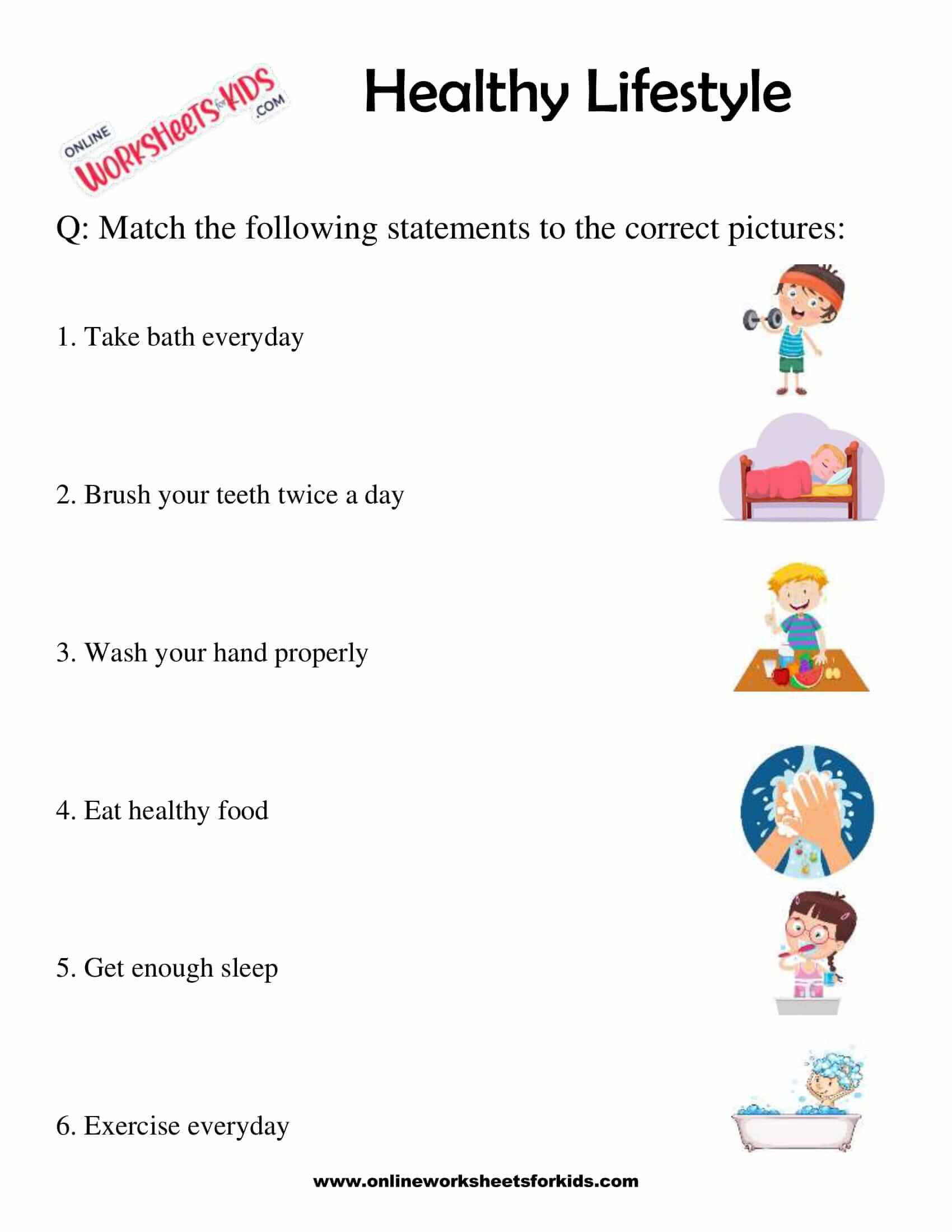 free healthy lifestyle worksheets for grade 1