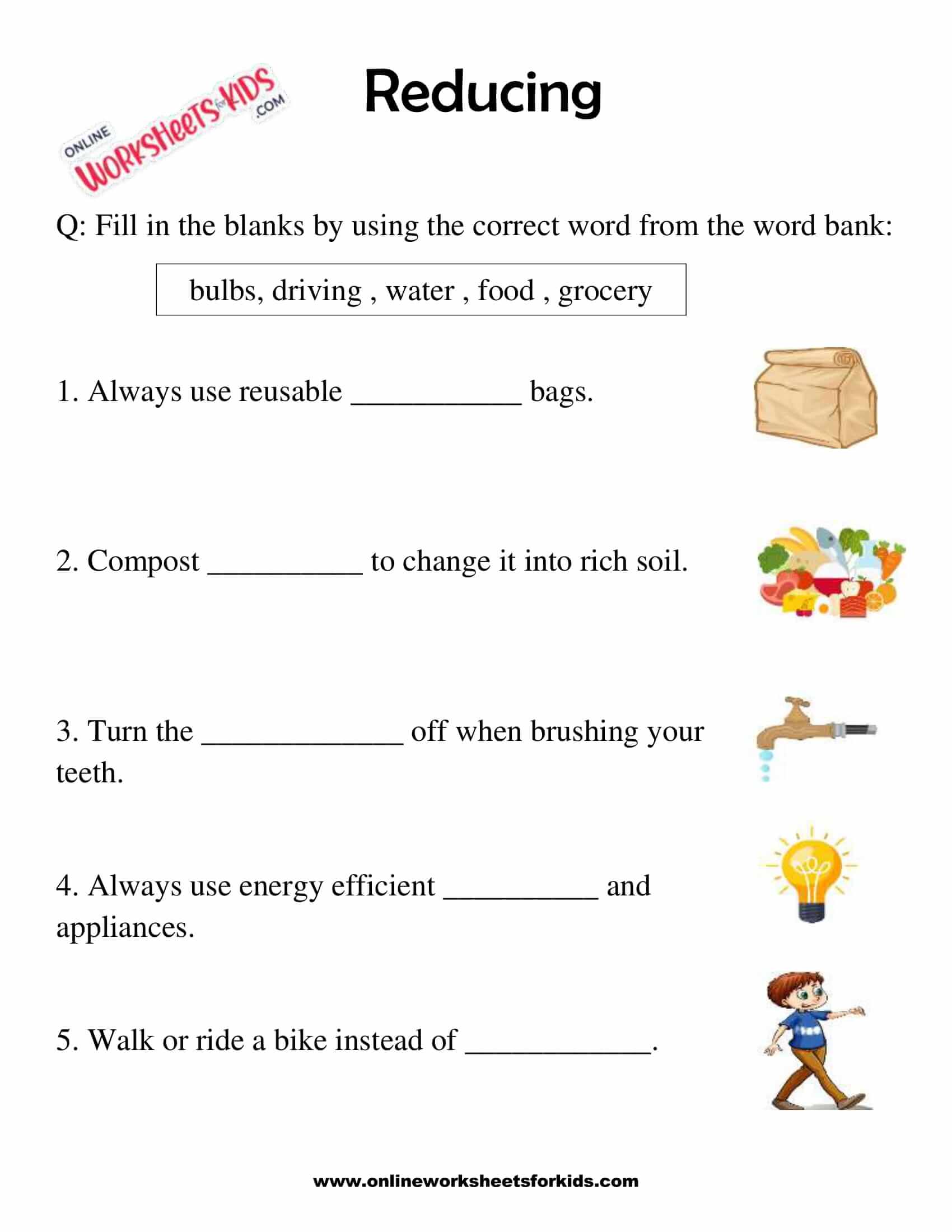 Printable Reduce Reuse Recycle Worksheets