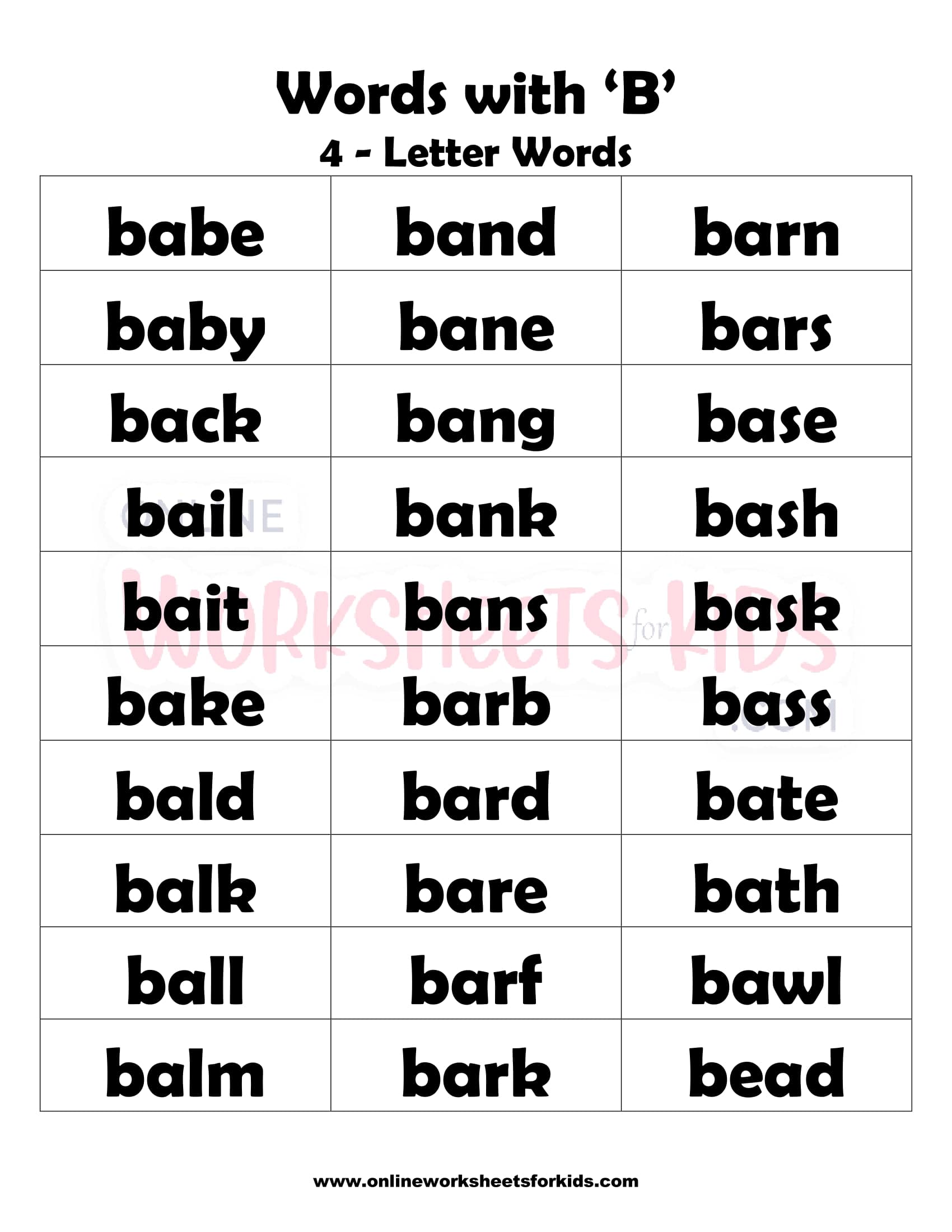 4 Letter Words That Begins With B 1
