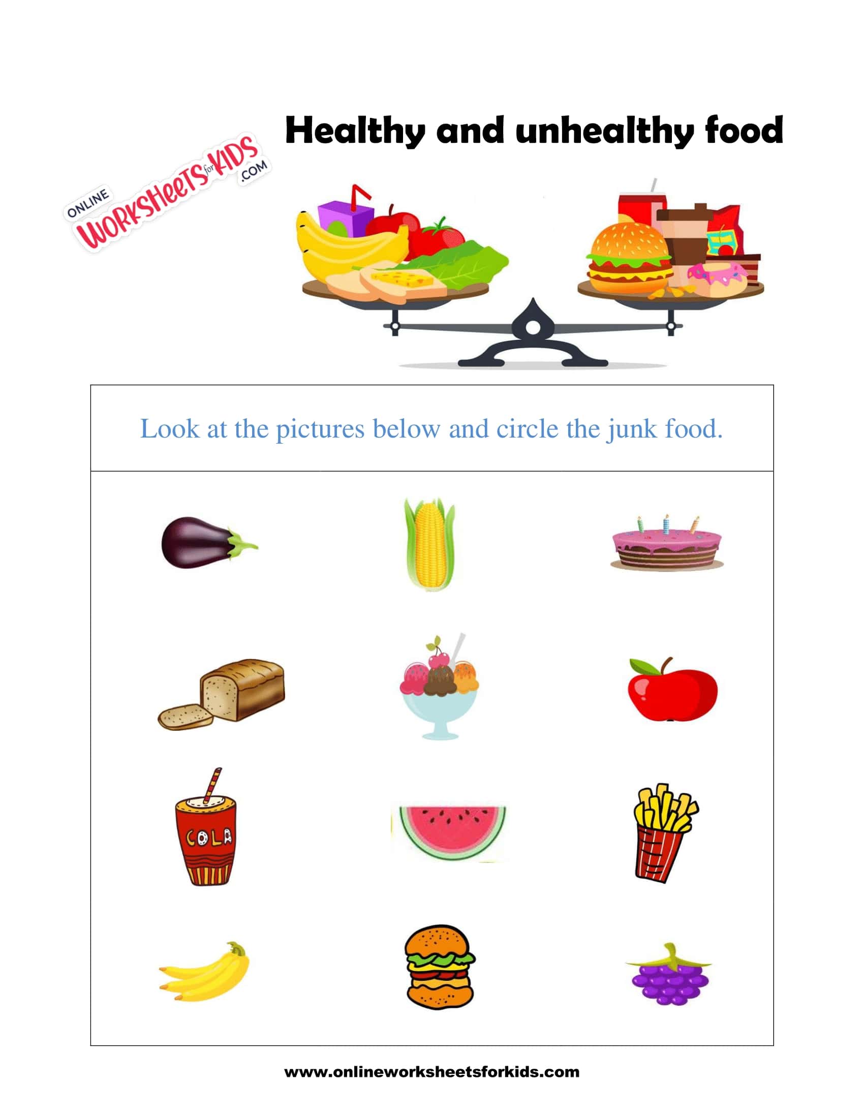 healthy and unhealthy foods for kids