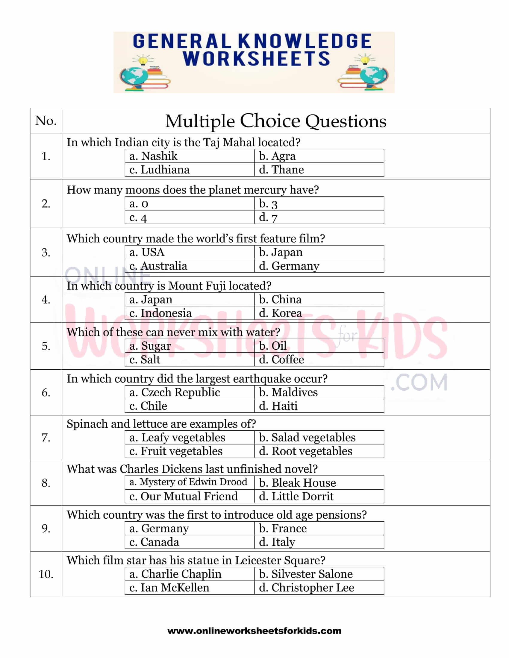 general knowledge worksheets for grade 1 21