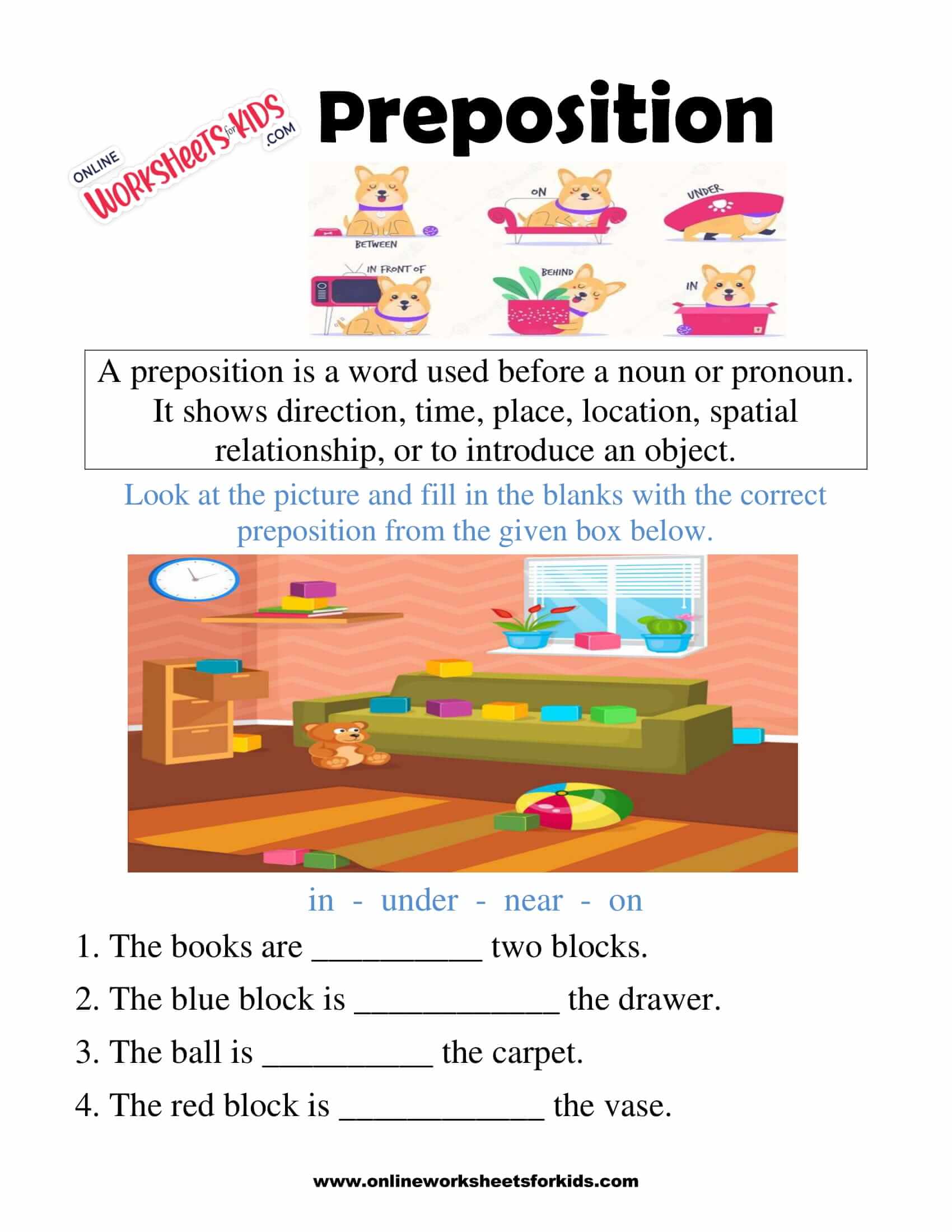 Preposition In At On Worksheets