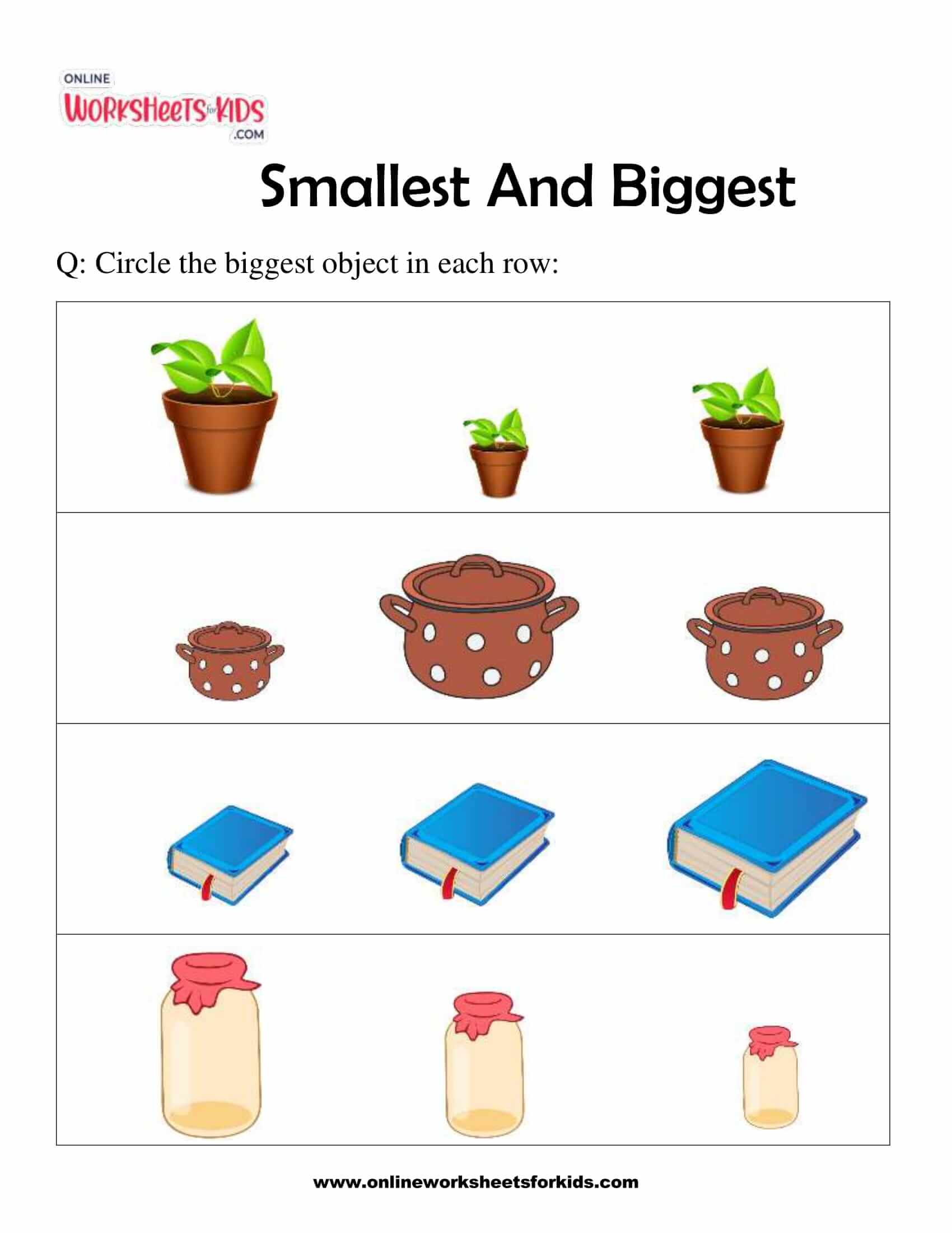 biggest and smallest worksheets