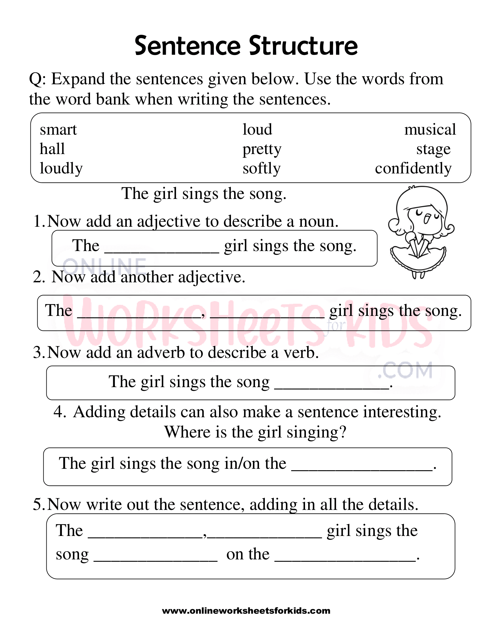 Sentence Structure Worksheets For Grade 6