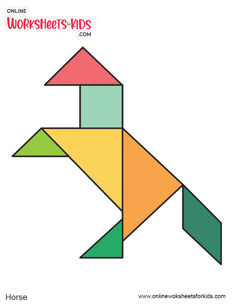 Tangram Animal Worksheets For Grade 1-8