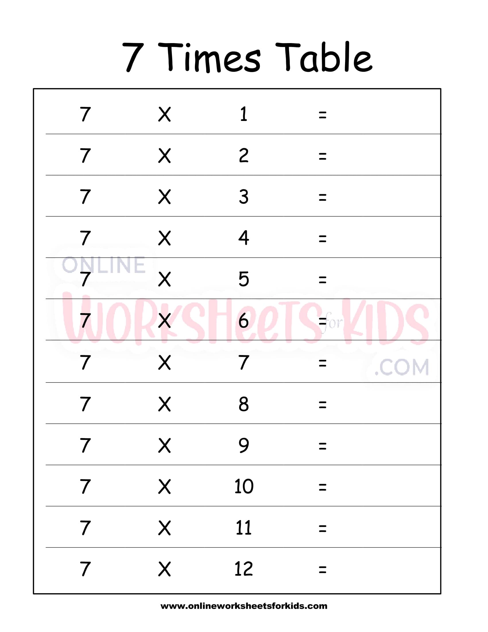 7 Times Table