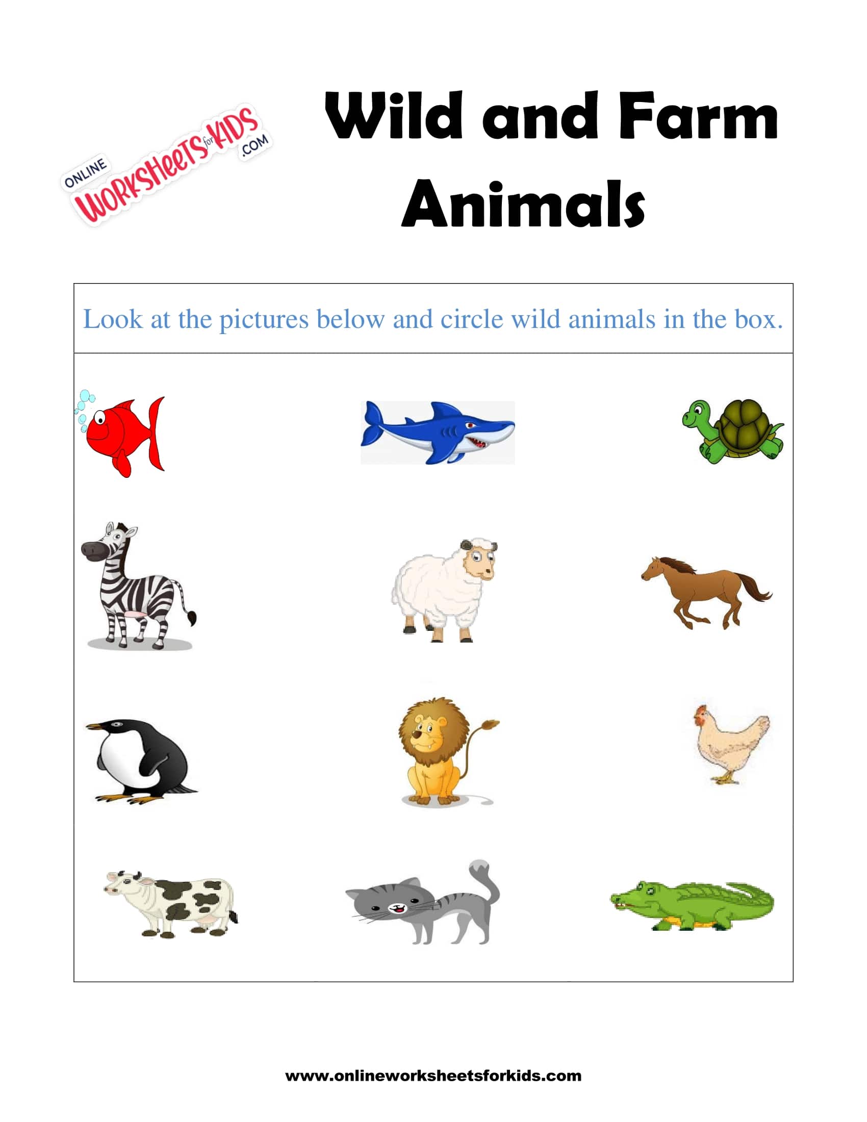 Wild And Farm Animals Worksheets 2