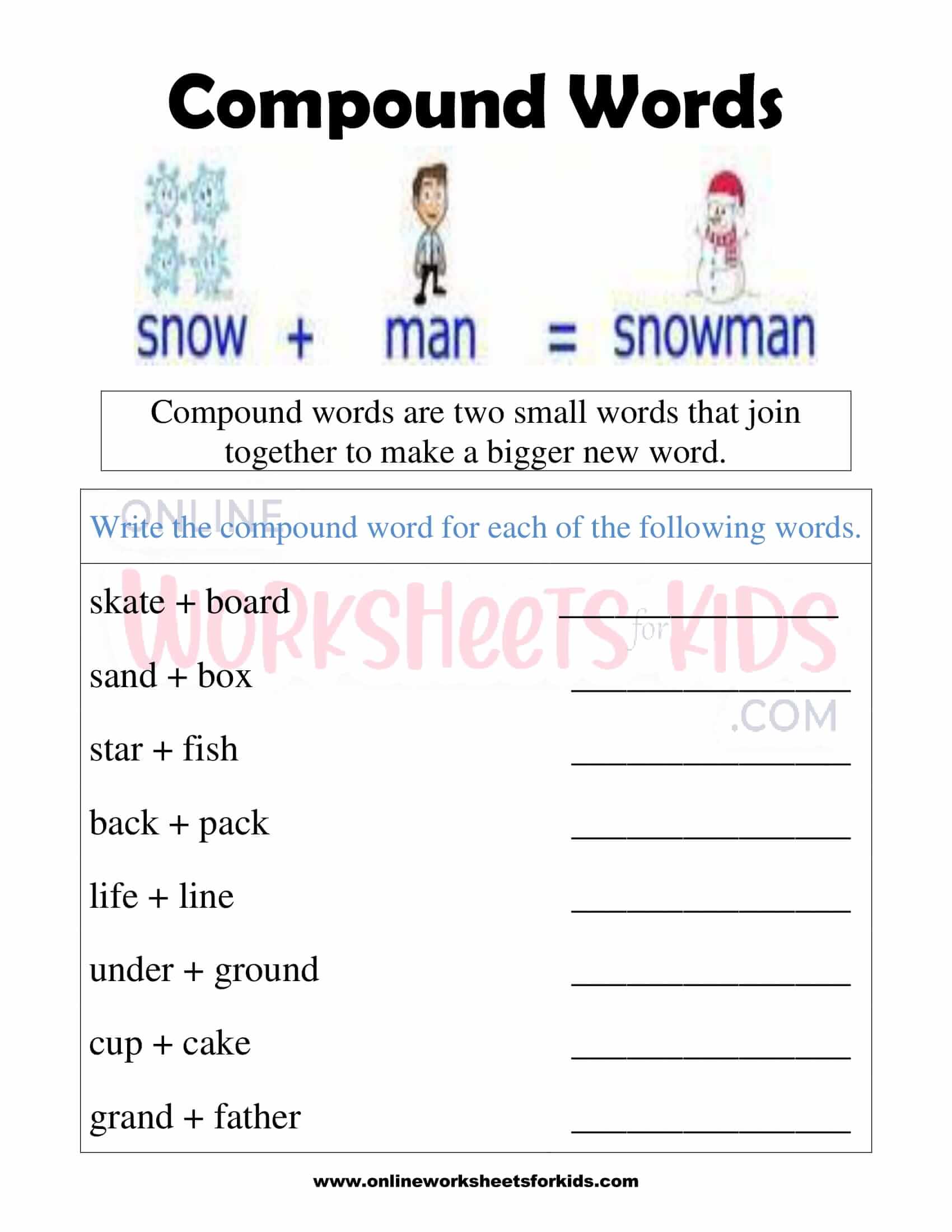 Compound Words Worksheet Grade 7 Pdf